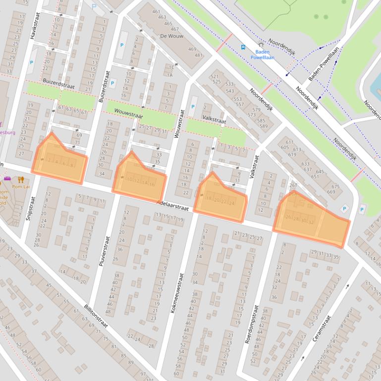 Kaart van postcodegebied 3312TB.