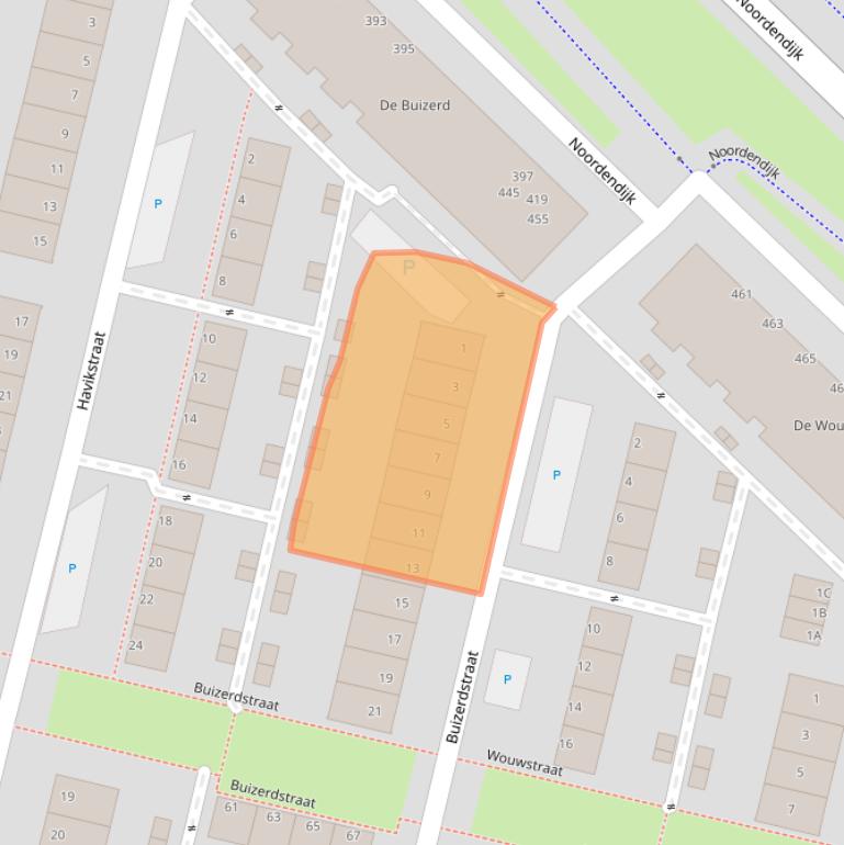 Kaart van postcodegebied 3312TC.