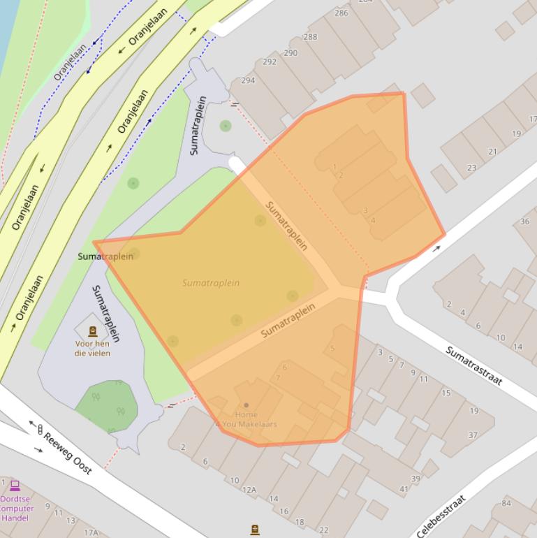 Kaart van postcodegebied 3312XP.