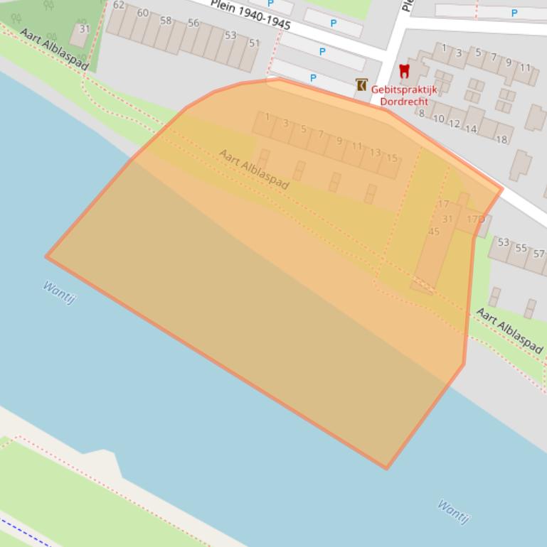 Kaart van postcodegebied 3313CA.