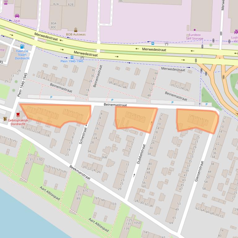 Kaart van postcodegebied 3313CG.