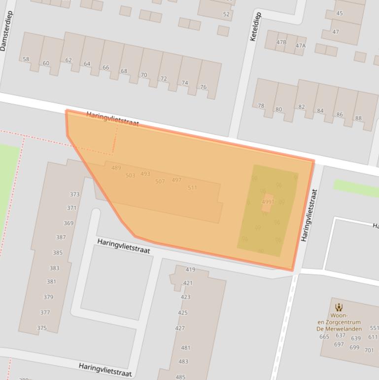 Kaart van postcodegebied 3313EL.