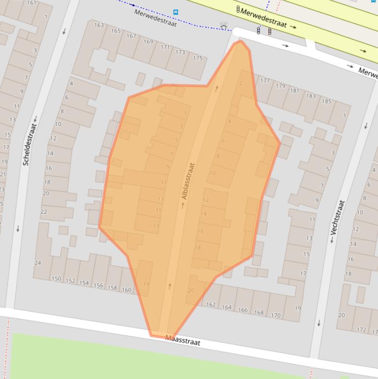 Kaart van postcodegebied 3313GA.