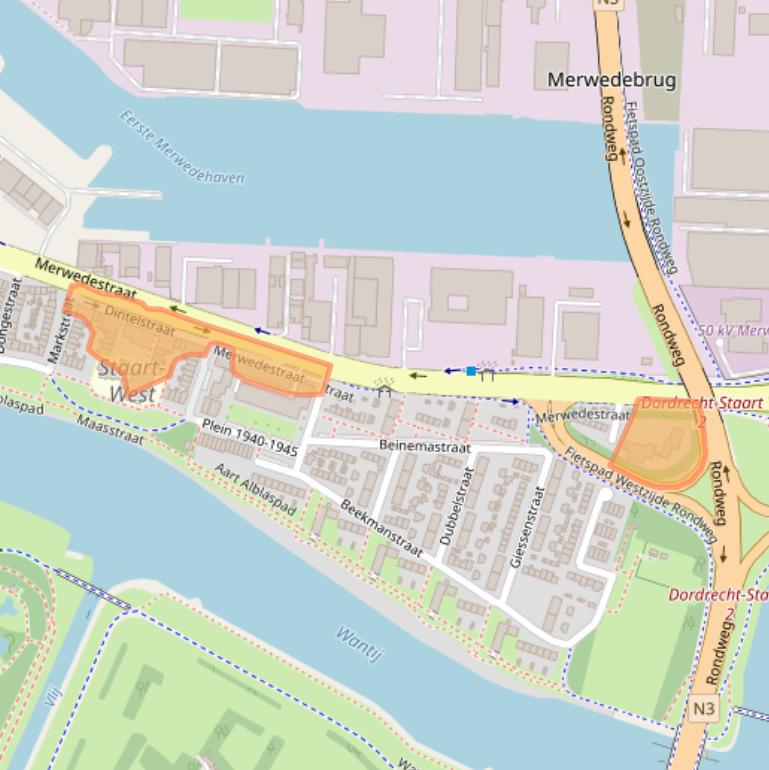 Kaart van postcodegebied 3313GT.