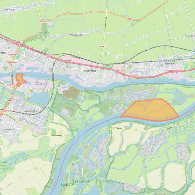 Kaart van postcodegebied 3313LJ.