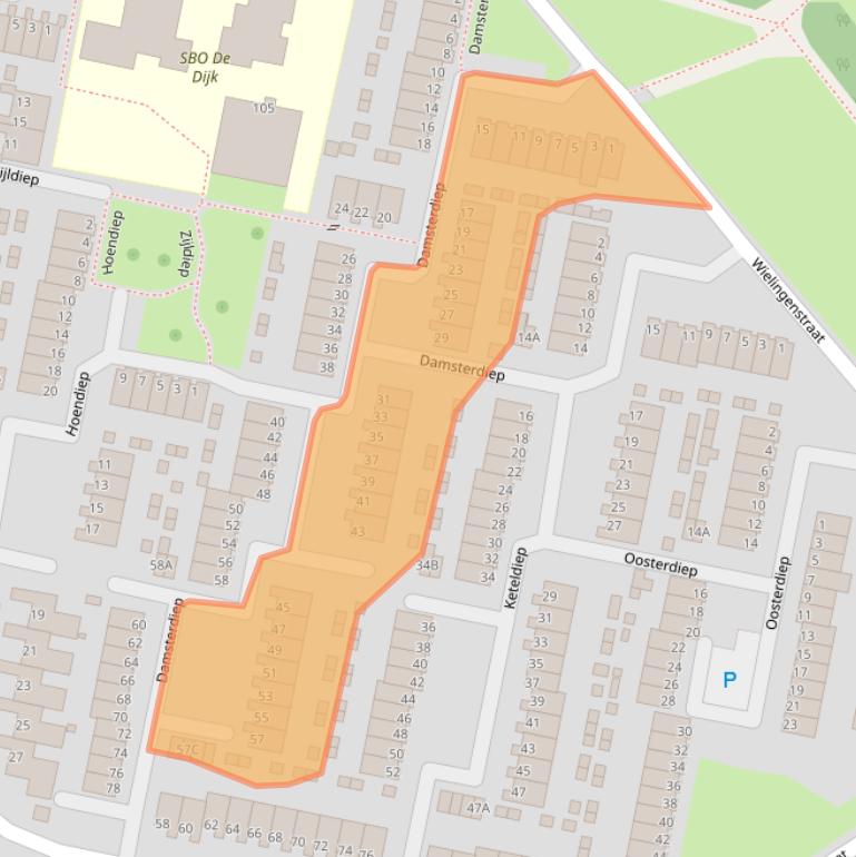 Kaart van postcodegebied 3313TA.
