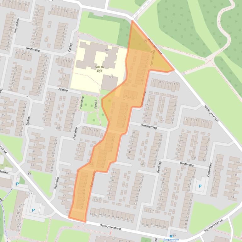 Kaart van postcodegebied 3313TB.