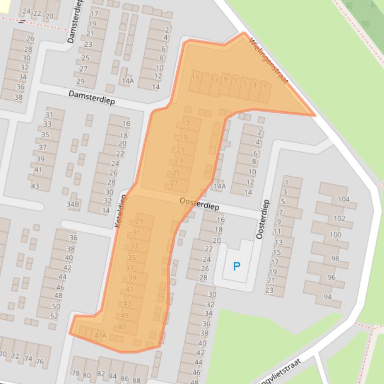 Kaart van postcodegebied 3313TC.