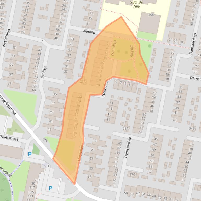 Kaart van postcodegebied 3313VB.