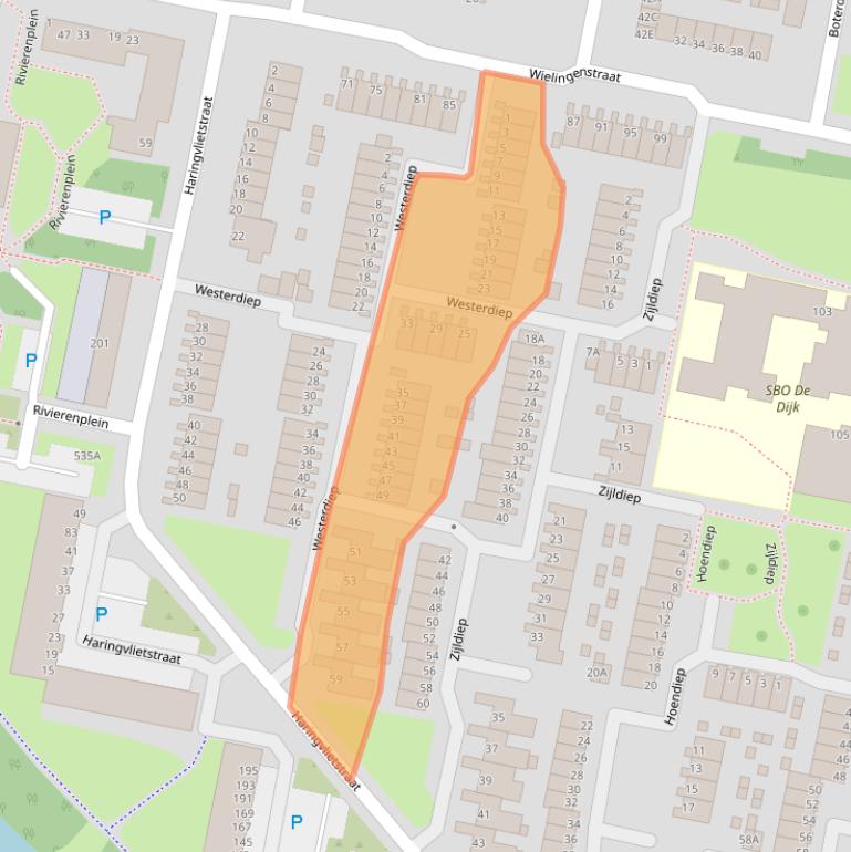 Kaart van postcodegebied 3313VC.