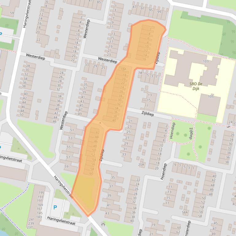 Kaart van postcodegebied 3313VG.