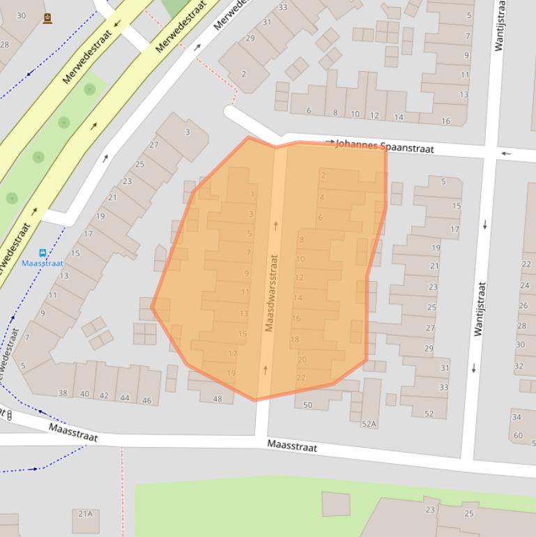 Kaart van postcodegebied 3313XJ.