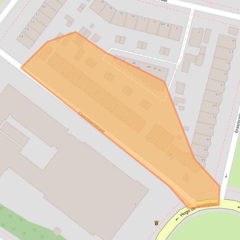 Kaart van postcodegebied 3314AA.