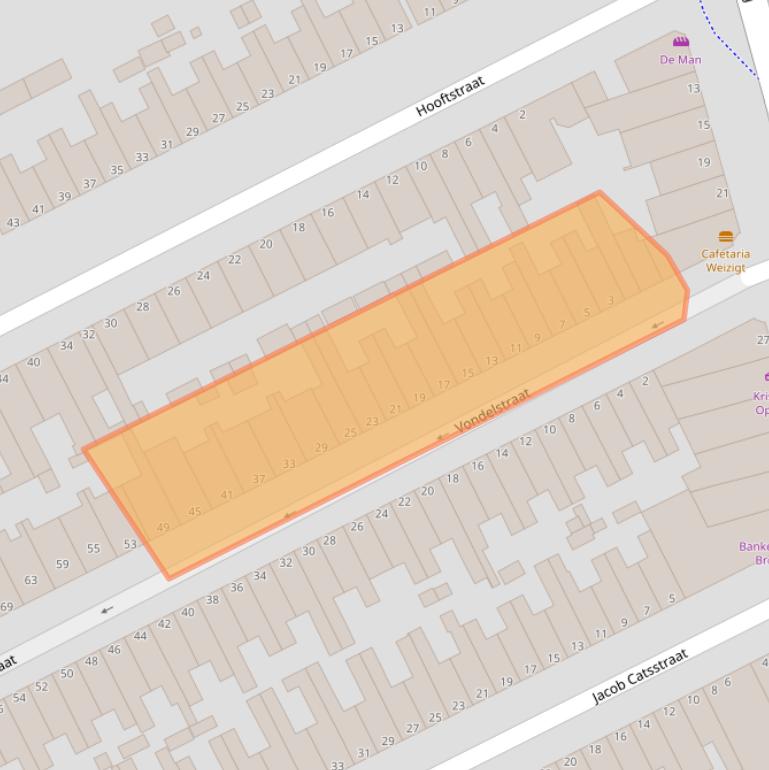 Kaart van postcodegebied 3314BM.