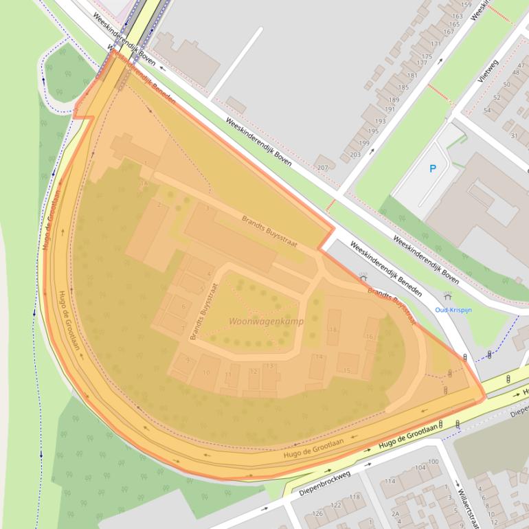 Kaart van postcodegebied 3314CA.