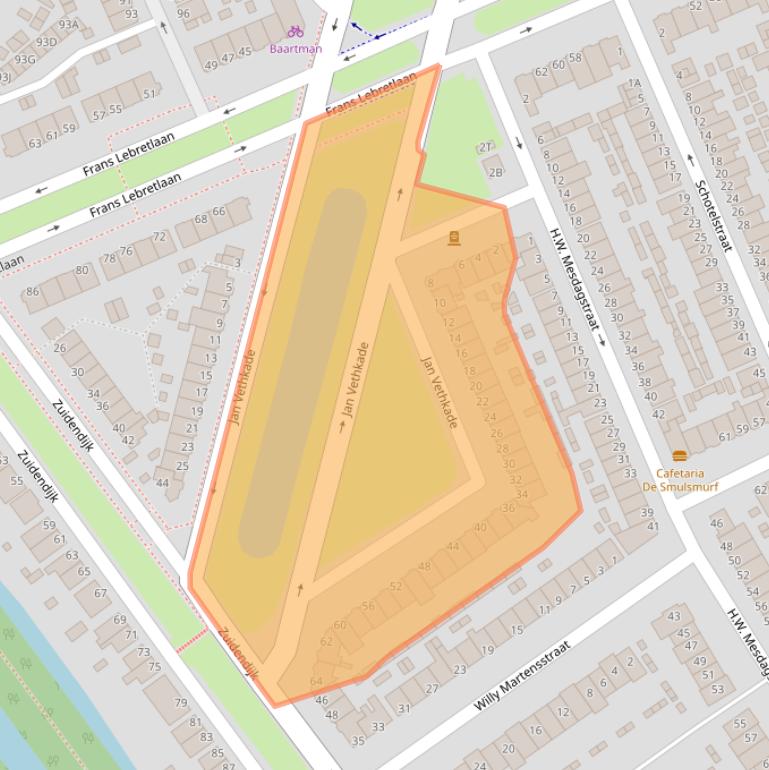 Kaart van postcodegebied 3314EJ.