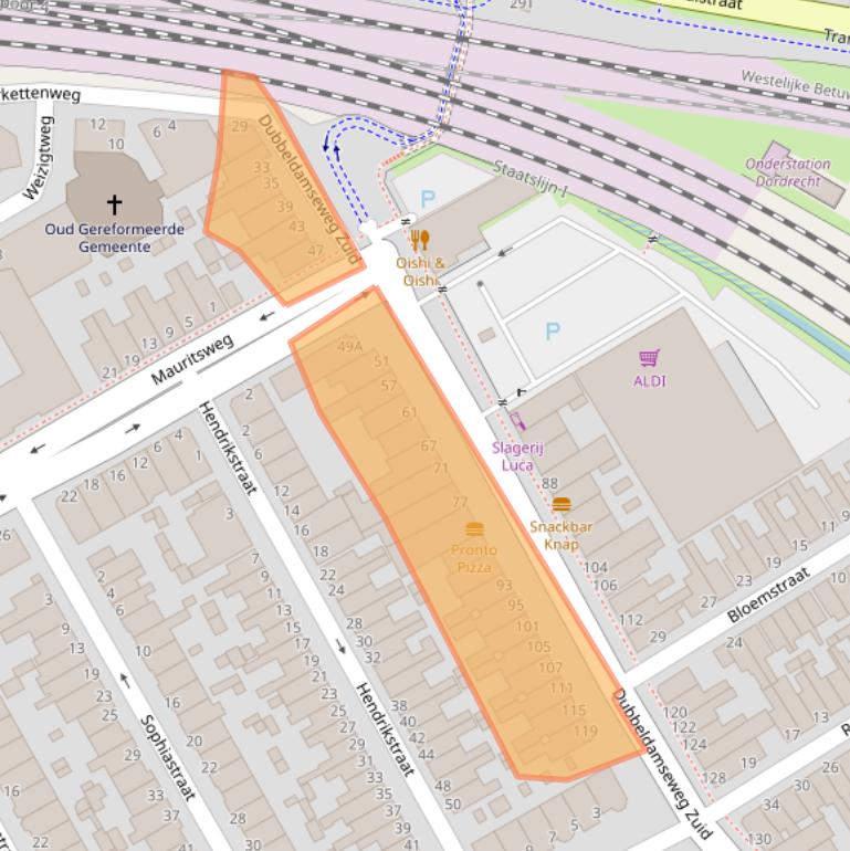 Kaart van postcodegebied 3314JC.