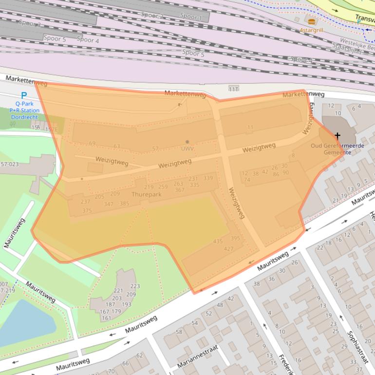 Kaart van postcodegebied 3314JJ.