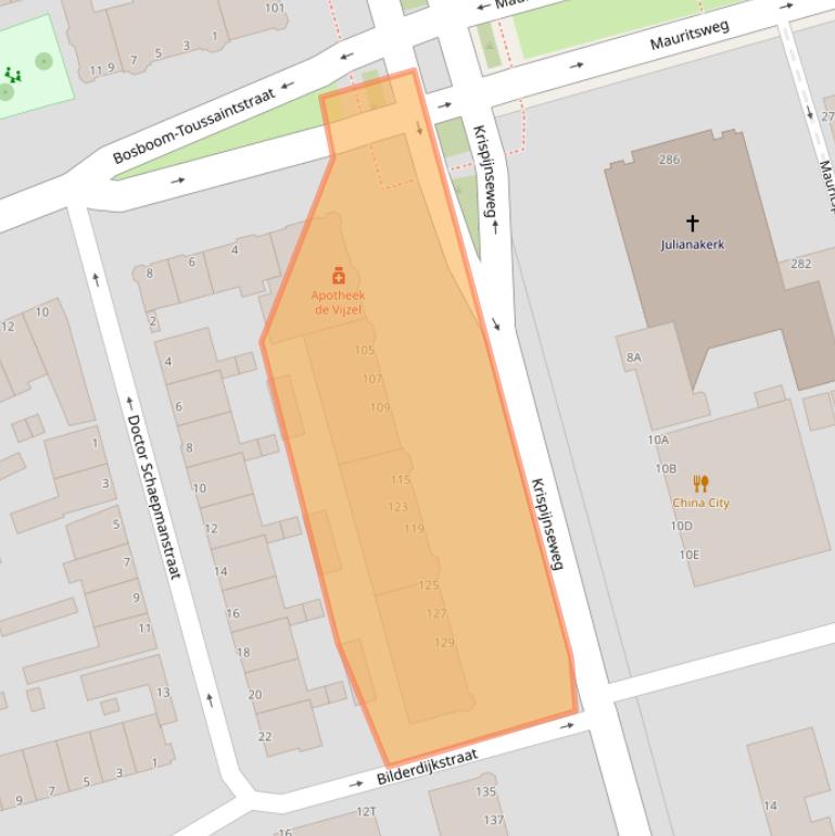 Kaart van postcodegebied 3314KC.