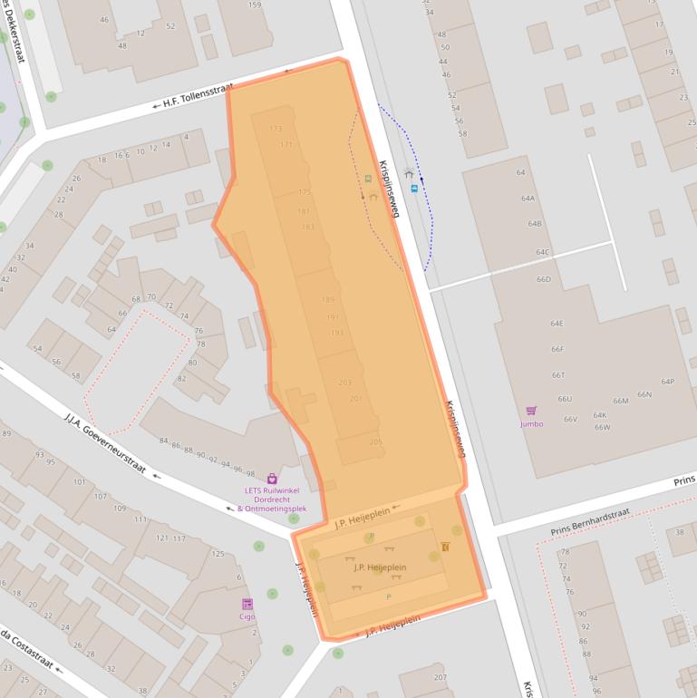 Kaart van postcodegebied 3314KE.