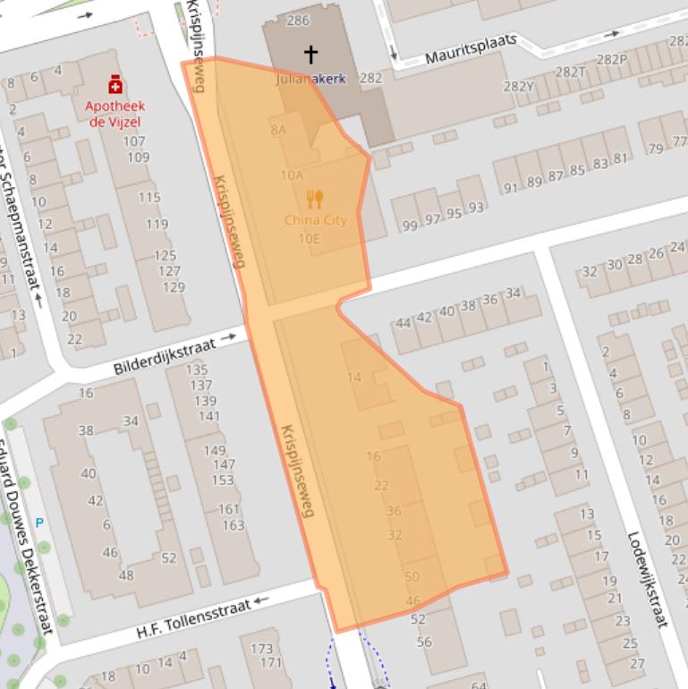 Kaart van postcodegebied 3314KK.