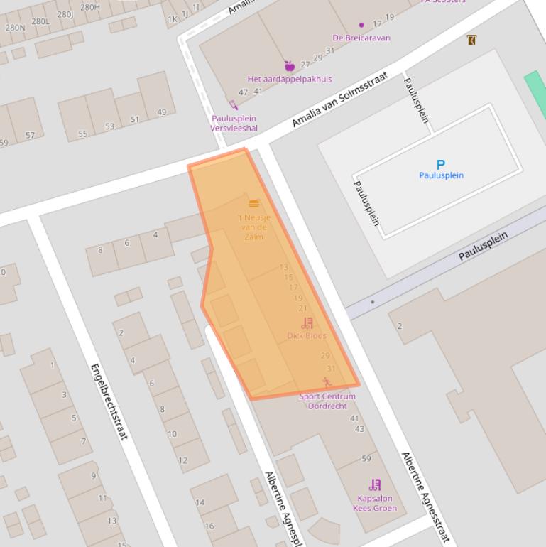 Kaart van postcodegebied 3314LA.