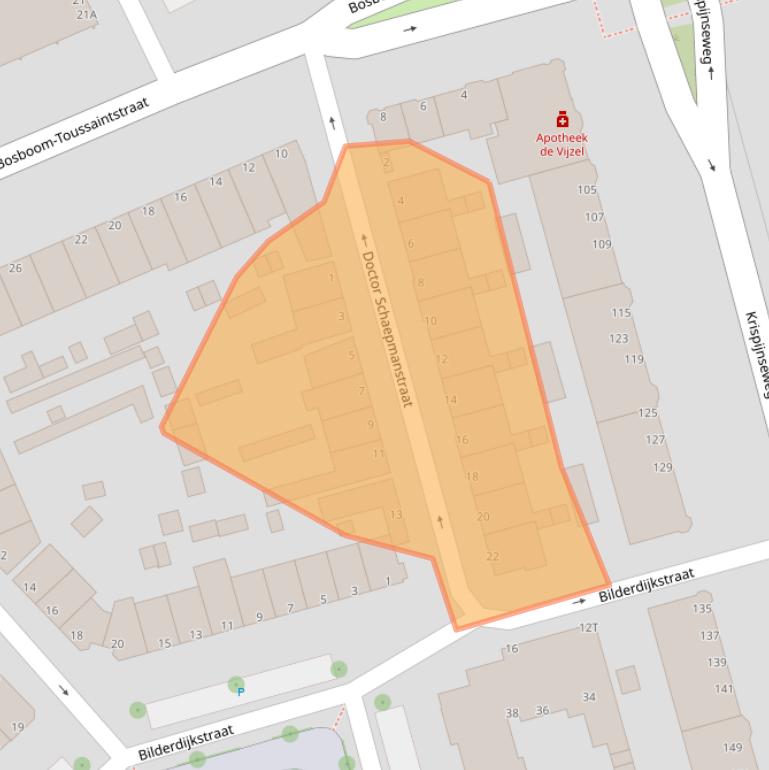 Kaart van postcodegebied 3314RH.