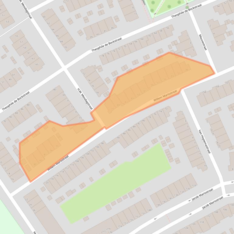 Kaart van postcodegebied 3314VV.
