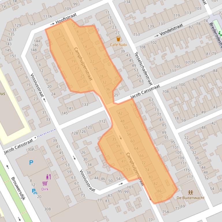 Kaart van postcodegebied 3314ZB.
