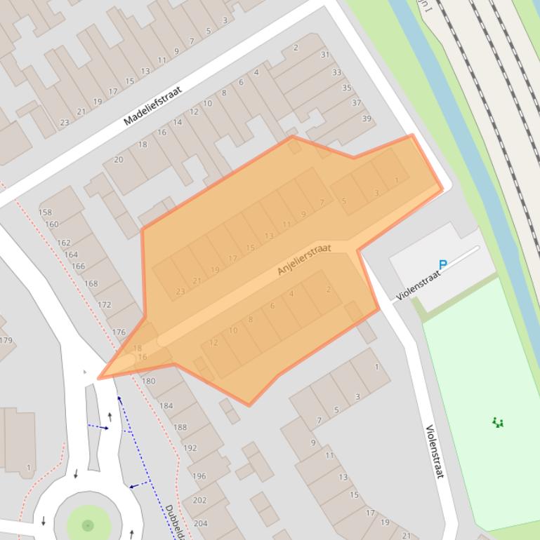 Kaart van postcodegebied 3314ZJ.