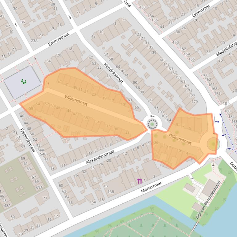 Kaart van postcodegebied 3314ZZ.