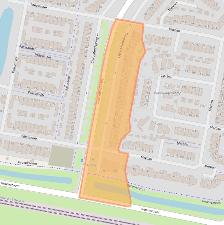 Kaart van postcodegebied 3315RL.