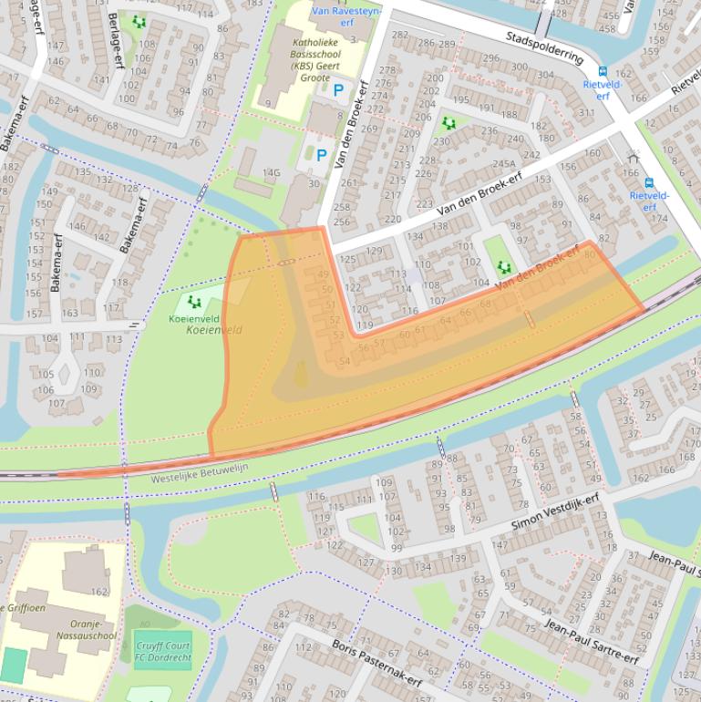 Kaart van postcodegebied 3315SE.