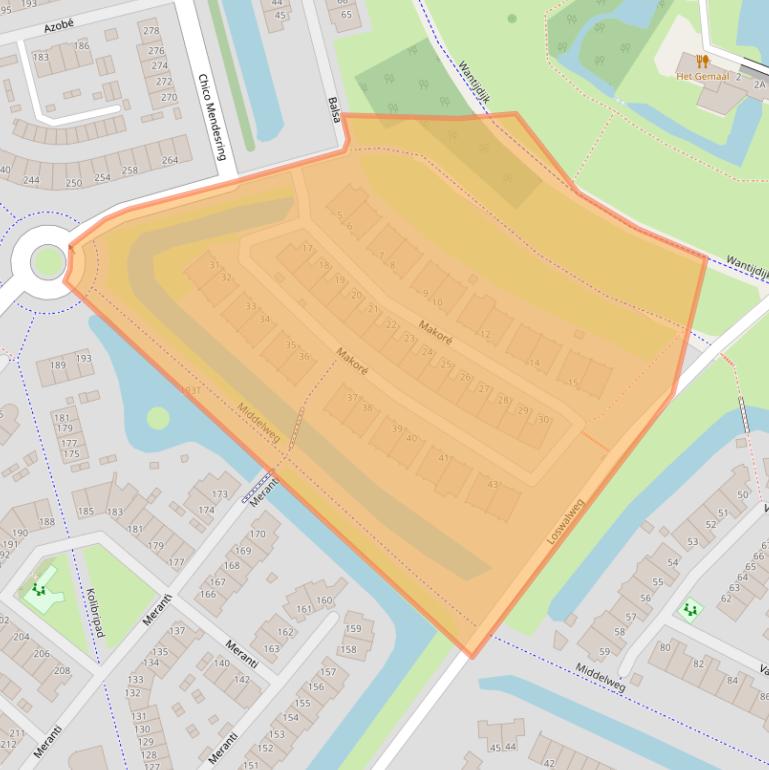 Kaart van postcodegebied 3315TX.