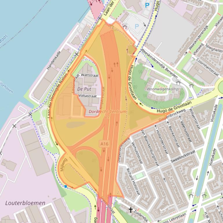 Kaart van postcodegebied 3316AE.