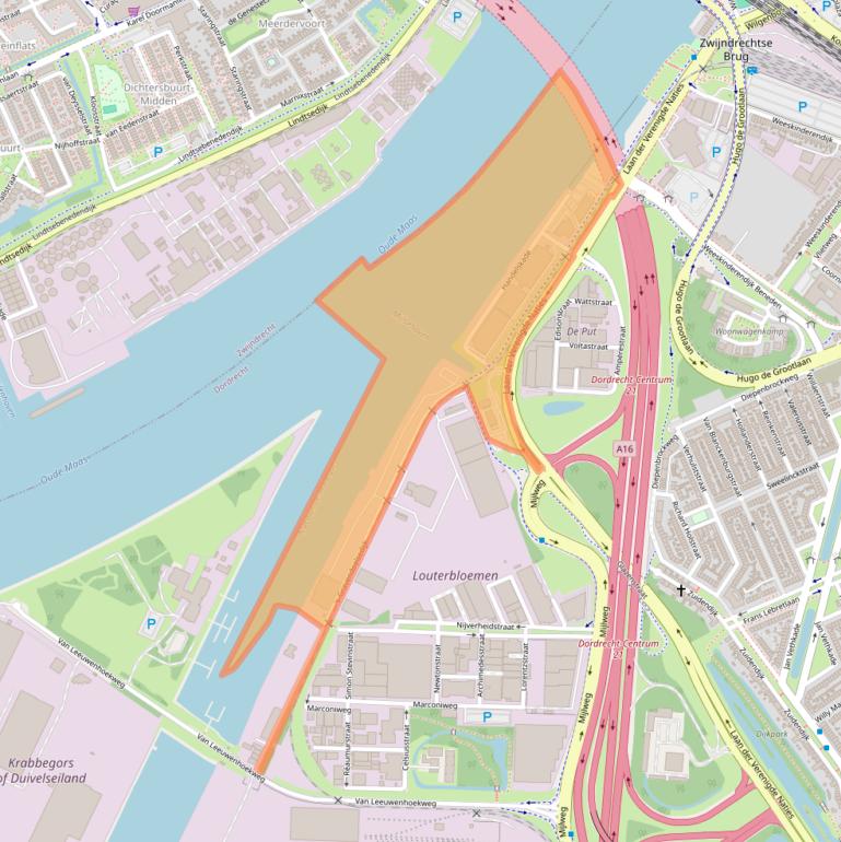 Kaart van postcodegebied 3316AK.