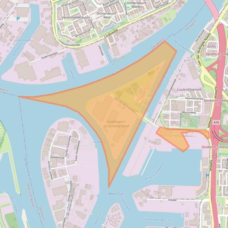 Kaart van postcodegebied 3316AV.