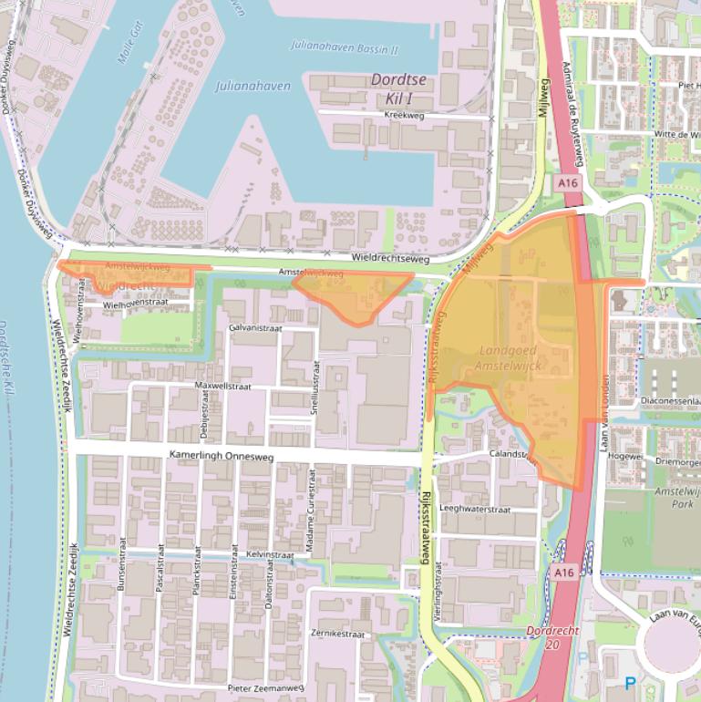 Kaart van postcodegebied 3316BB.