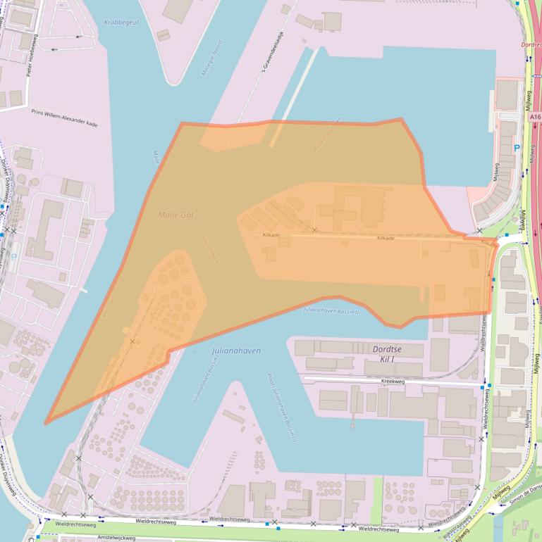 Kaart van postcodegebied 3316BC.