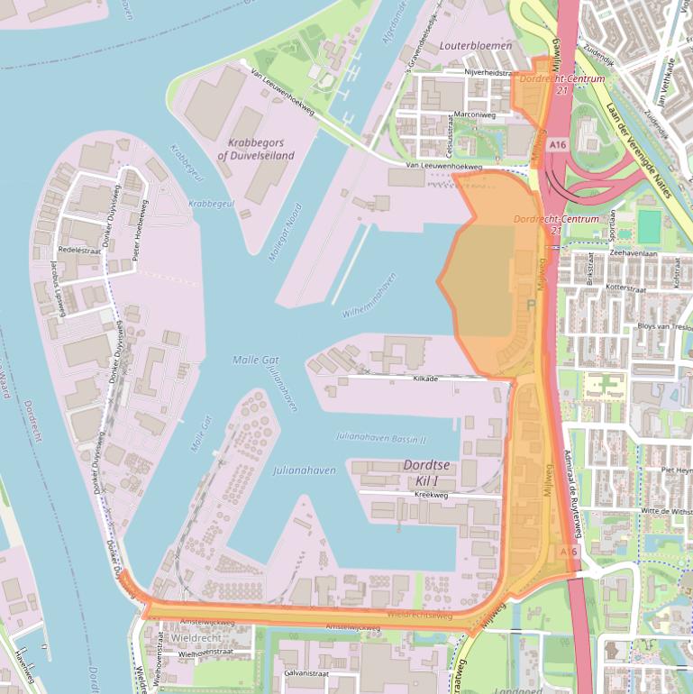Kaart van postcodegebied 3316BE.