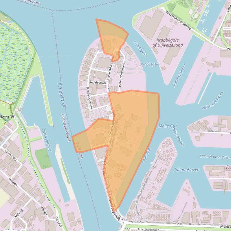 Kaart van postcodegebied 3316BL.