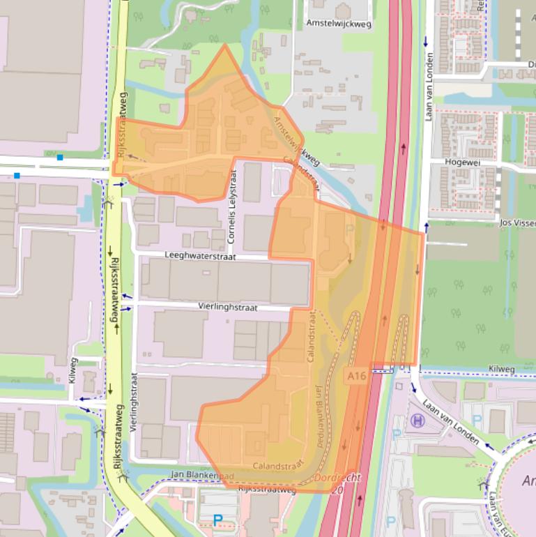 Kaart van postcodegebied 3316EA.