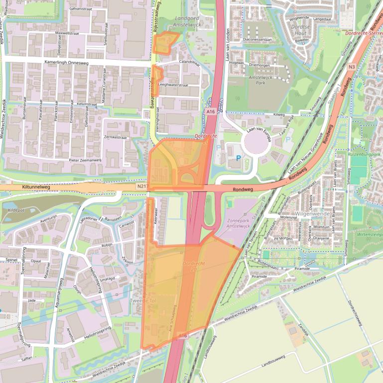 Kaart van postcodegebied 3316EH.