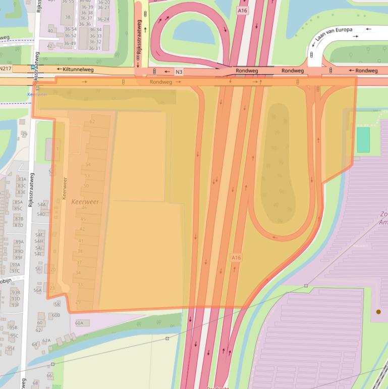 Kaart van postcodegebied 3316KA.