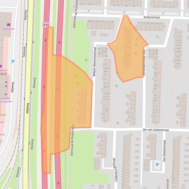 Kaart van postcodegebied 3317AW.