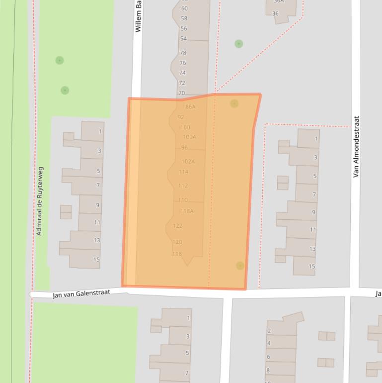 Kaart van postcodegebied 3317AZ.