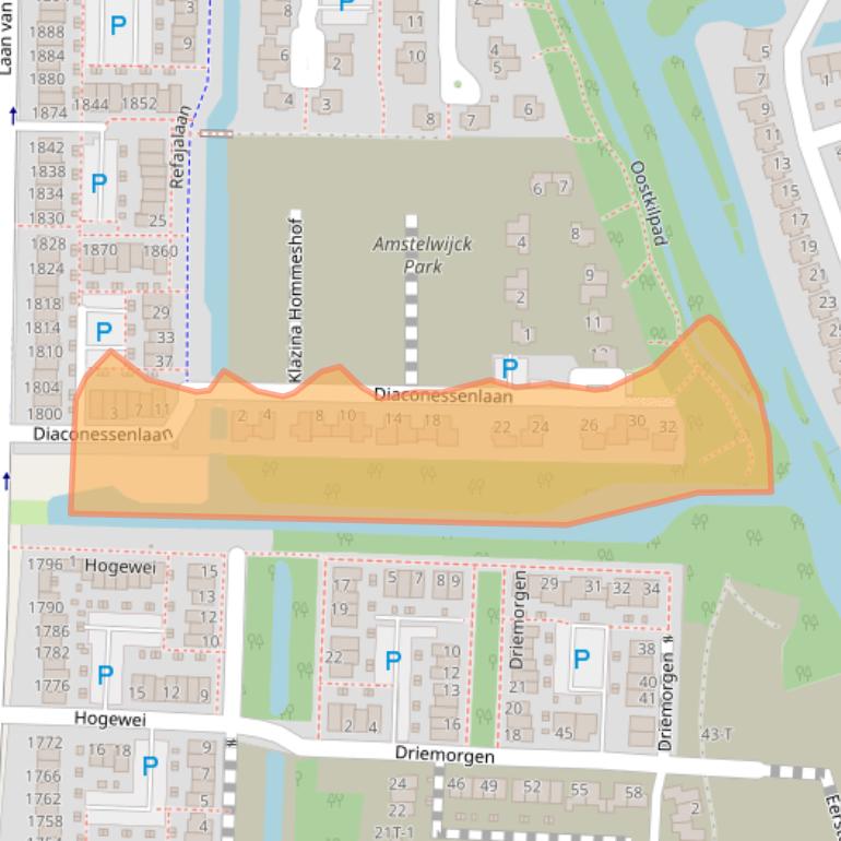 Kaart van postcodegebied 3317DL.