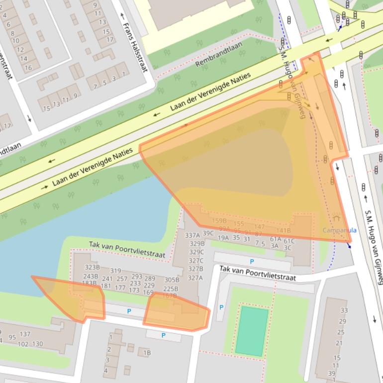 Kaart van postcodegebied 3317JS.