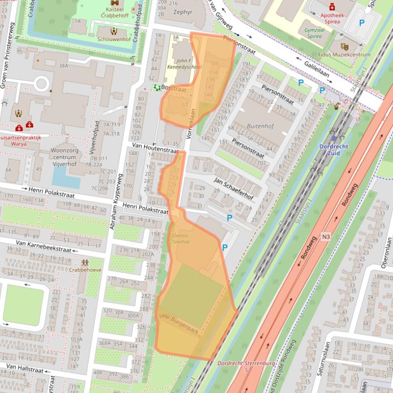 Kaart van postcodegebied 3317KZ.