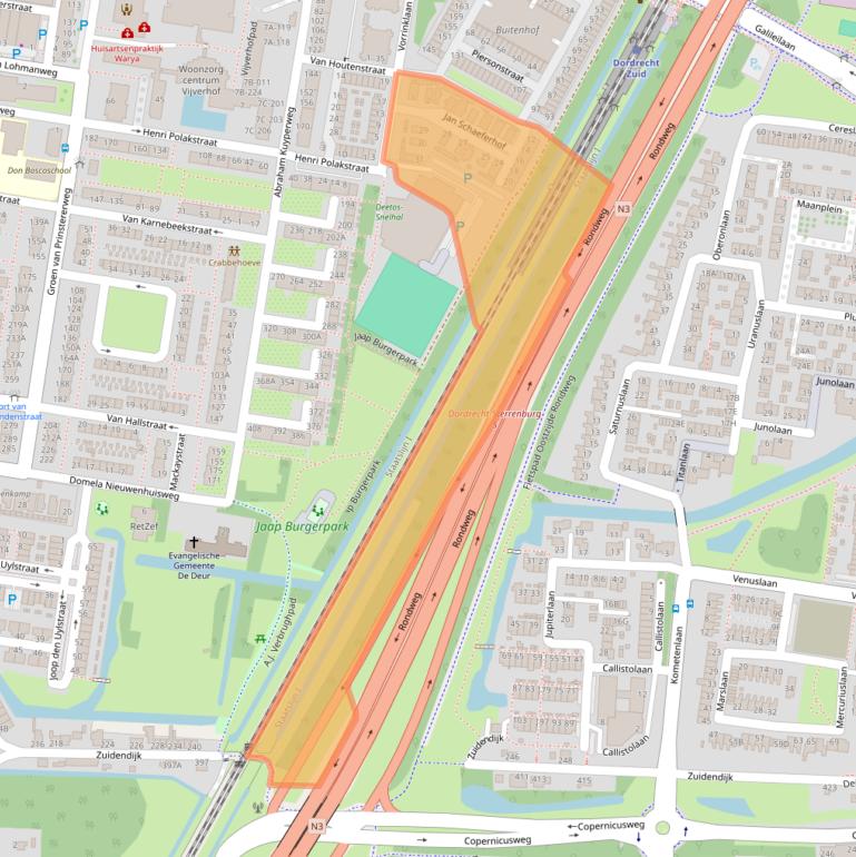 Kaart van postcodegebied 3317RX.